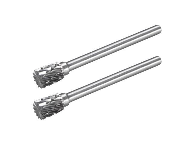 Tungsten Carbide Rotary Files 1/8' Shank Double Cut Top Toothed Cylinder Shape Rotary Burrs Tool 6mm Dia for Die Grinder Drill Bit Wood Soft