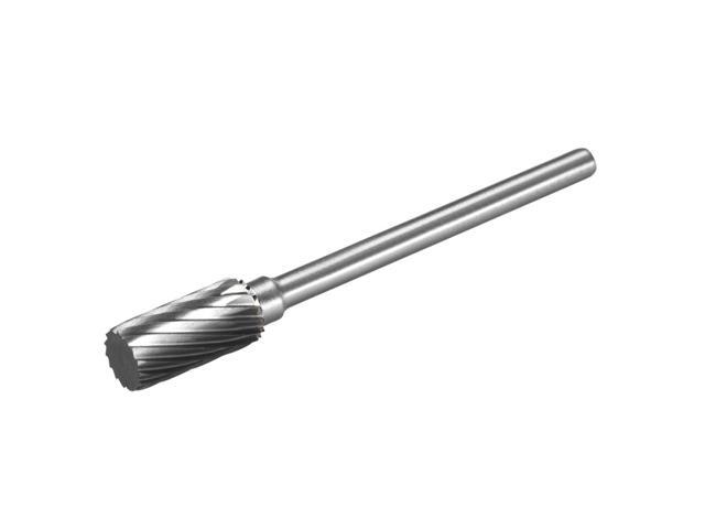 Tungsten Carbide Rotary Files 1/8' Shank Single Cut Top Flat Cylinder Shape Rotary Burrs Tool 6mm Dia for Die Grinder Drill Bit Alloy Steel Hard