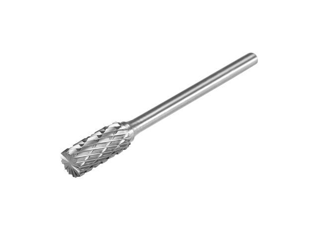 Tungsten Carbide Rotary Files 1/8' Shank Double Cut Top Toothed Cylinder Shape Rotary Burrs Tool 5mm Dia for Die Grinder Drill Bit Wood Soft