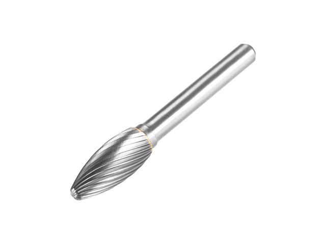 Tungsten Carbide Rotary Files 1/4' Shank Single Cut Flame Shape Rotary Burrs Tool 10mm Dia for Die Grinder Drill Bit Alloy Steel Hard Metal