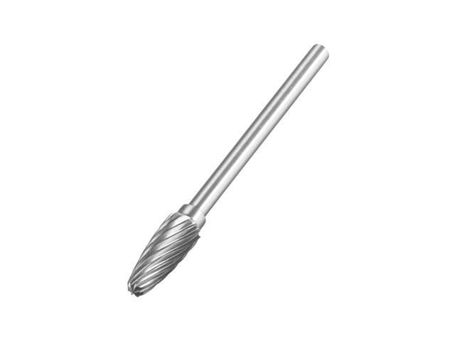 Tungsten Carbide Rotary Files 1/8' Shank Single Cut Flame Shape F Type Rotary Burrs Tool 6mm Dia for Die Grinder Drill Bit Alloy Steel Hard Metal