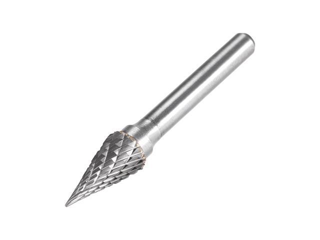 Tungsten Carbide Rotary Files 1/4' Shank Double Cut Cone Shape Rotary Burrs Tool 10mm Dia for Die Grinder Drill Bit Wood Soft Metal Carving