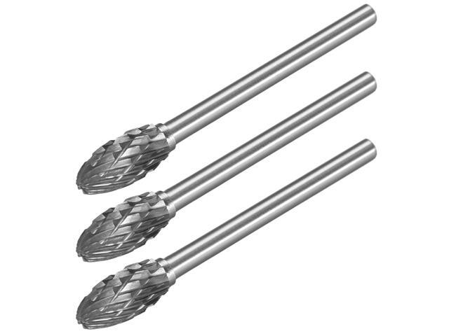Tungsten Carbide Rotary Files 1/8' Shank Double Cut Flame Shape Rotary Burrs Tool 6mm Dia for Die Grinder Drill Bit Wood Soft Metal Carving