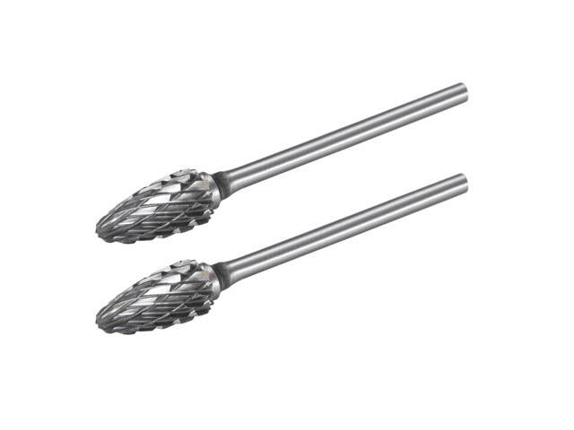 Tungsten Carbide Rotary Files 3/32' Shank Double Cut Flame Shape Rotary Burrs Tool 6mm Dia for Die Grinder Drill Bit Wood Soft Metal Carving