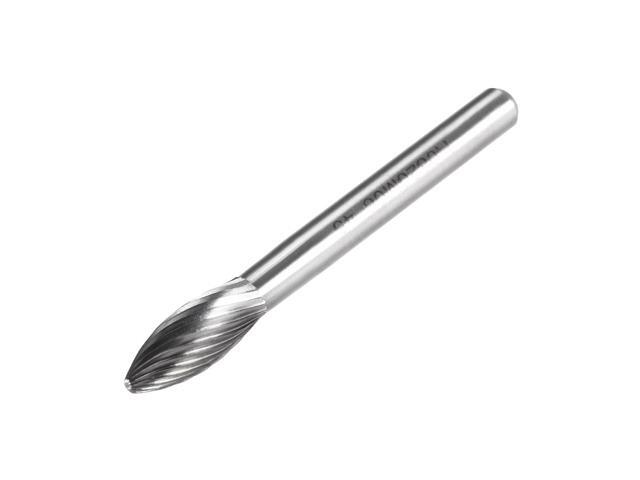 Tungsten Carbide Rotary Files 1/4' Shank Single Cut Flame Shape Rotary Burrs Tool 8mm Dia for Die Grinder Drill Bit Alloy Steel Hard Metal
