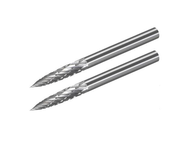 Tungsten Carbide Rotary Files 1/8' Shank Double Cut Tree Shape Rotary Burrs Tool 3mm Dia for Die Grinder Drill Bit Wood Soft Metal Carving
