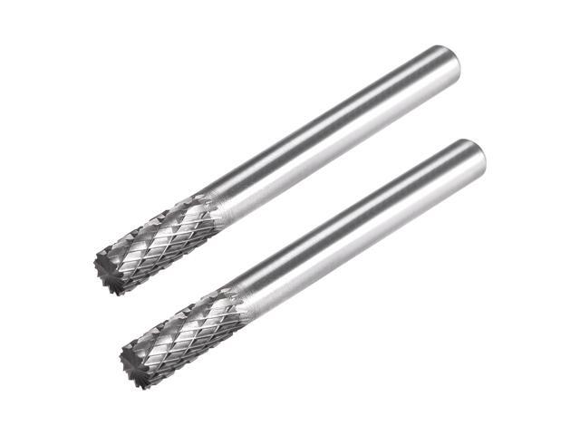 Tungsten Carbide Rotary Files 1/4' Shank Double Cut Top Toothed Cylinder Shape Rotary Burrs Tool 6mm Dia for Die Grinder Wood Soft Metal