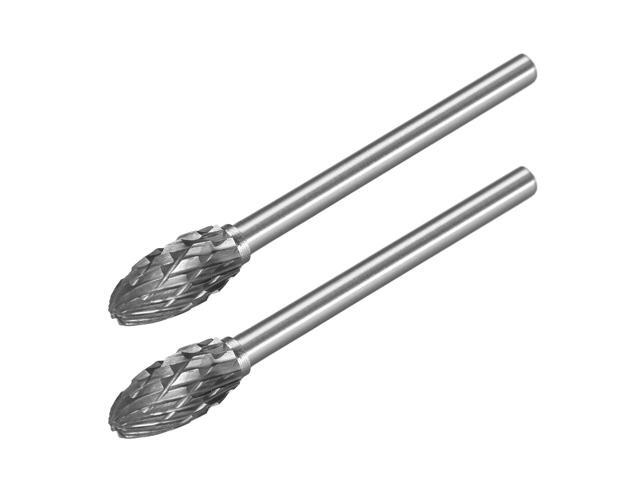 Tungsten Carbide Rotary Files 1/8' Shank Double Cut Flame Shape Rotary Burrs Tool 6mm Dia for Die Grinder Drill Bit Wood Soft Metal Carving