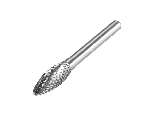 Tungsten Carbide Rotary Files 1/4' Shank Double Cut Flame Shape Rotary Burrs Tool 10mm Dia for Die Grinder Drill Bit Wood Soft Metal Carving