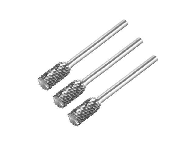 Tungsten Carbide Rotary Files 1/8' Shank Double Cut Top Toothed Cylinder Shape Rotary Burrs Tool 6mm Dia for Die Grinder Wood Soft Metal
