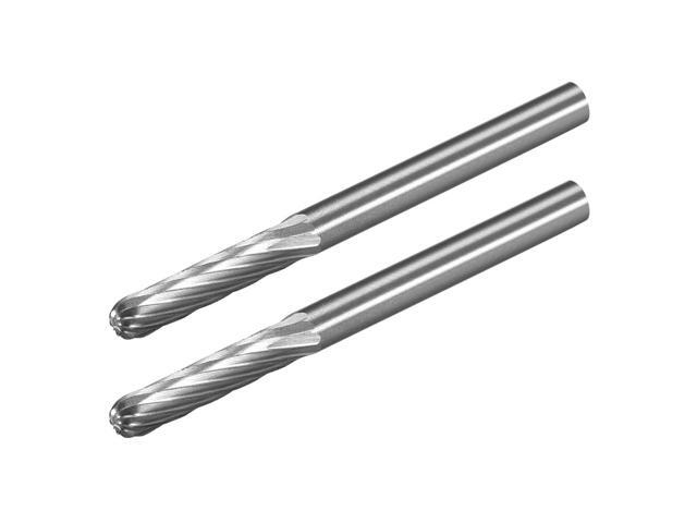 Tungsten Carbide Rotary Files 1/8' Shank Single Cut Cylindrical Radius End Rotary Burrs Tool 3mm Dia for Die Grinder Drill Bit Alloy Steel Hard
