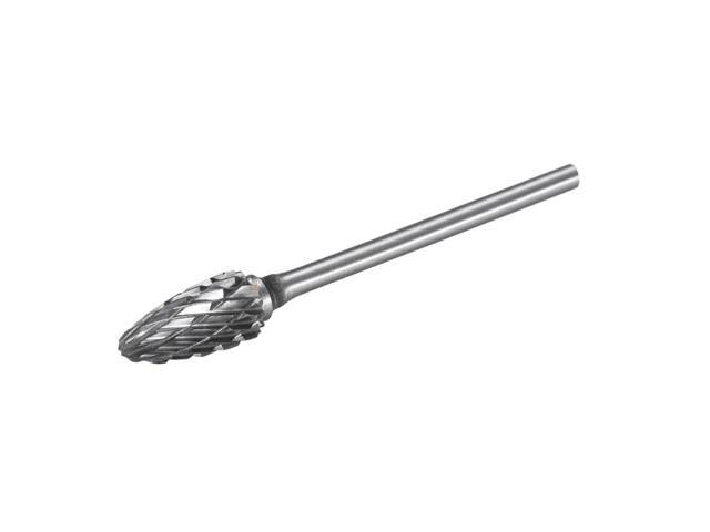 Tungsten Carbide Rotary Files 3/32' Shank Double Cut Flame Shape Rotary Burrs Tool 6mm Dia for Die Grinder Drill Bit Wood Soft Metal Carving