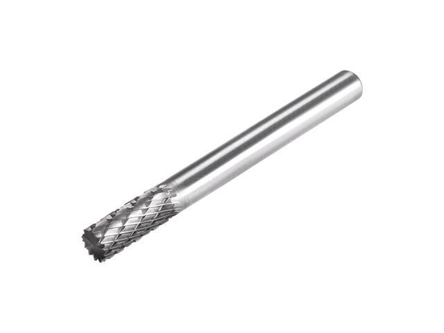 Tungsten Carbide Rotary Files 1/4' Shank Double Cut Top Toothed Cylinder Shape Rotary Burrs Tool 6mm Dia for Die Grinder Drill Bit Wood Soft