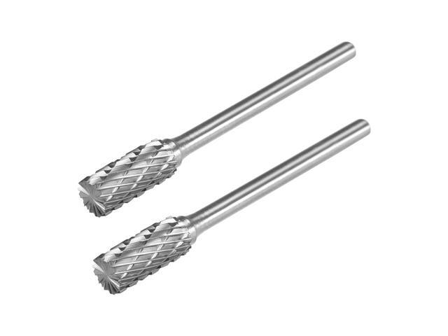 Tungsten Carbide Rotary Files 1/8'(3mm) Shank Double Cut Top Toothed Cylinder Shape Rotary Burrs Tool 6mm Dia for Die Grinder Drill Bit Wood Soft