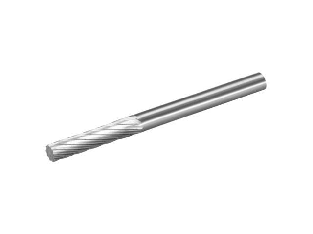 Tungsten Carbide Rotary Files 1/8' Shank Single Cut Top Flat Cylinder Shape Rotary Burrs Tool 3mm Dia for Die Grinder Drill Bit Alloy Steel Hard