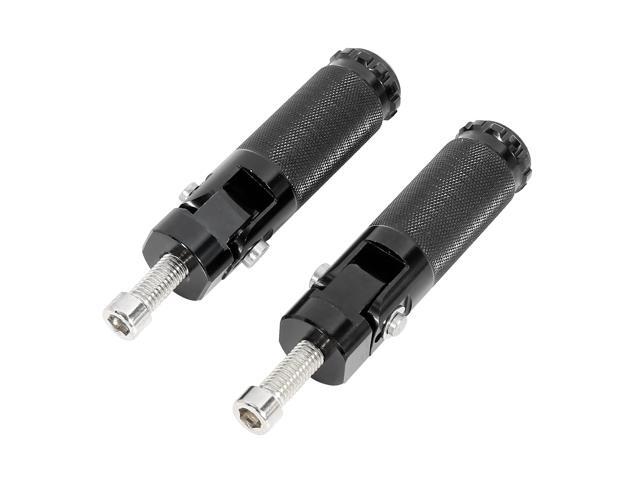1 Pair Black Universal Motorcycle Bicycle Round Folding Foot Rest Pedal 8mm Install Bolts
