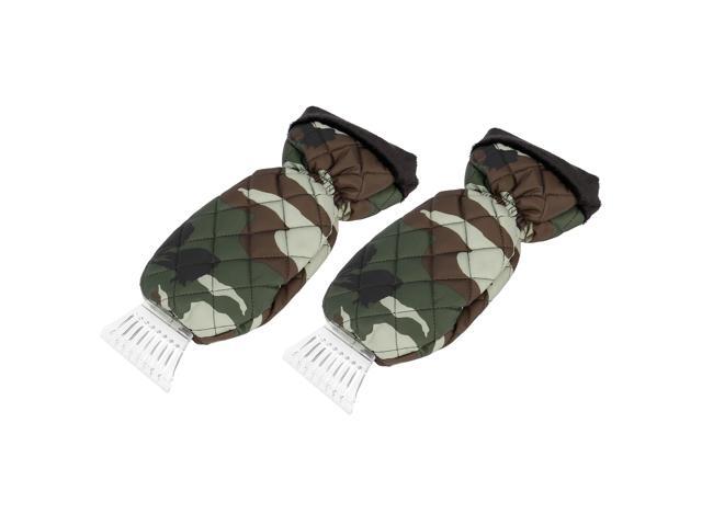 2pcs Universal Car Window Ice Shovel Scraper Snow Remover Tool W/ Glove Camouflage Color