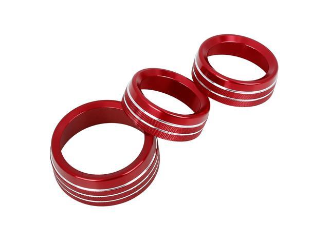 3pcs Red Aluminum Alloy Car AC Climate Control Ring Knob Trim Cover for Dodge Durango Challenger Charger