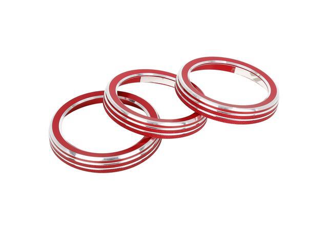3pcs Red Aluminum Alloy Car Climate Control Ring Knob Trim Cover for Jeep Wrangler Patriot 2011-2018 for Dodge Challenger 2008-2014