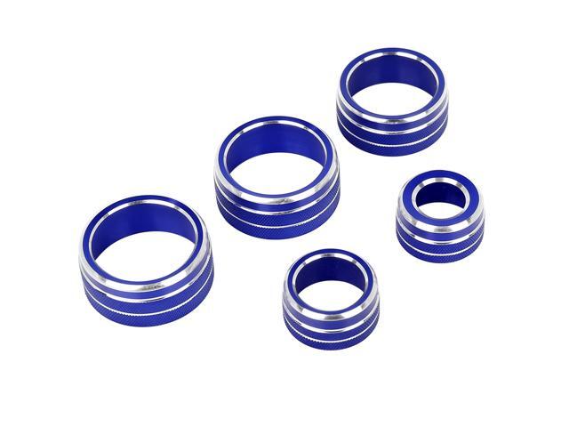 5pcs Blue Aluminum Alloy Car Climate Control Ring Knob Trim Cover for Toyota Camry 2018-2020
