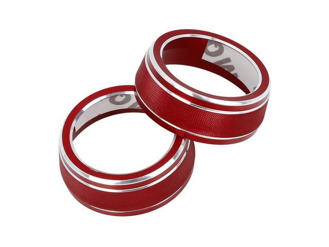 2pcs Red Aluminum Alloy Car AC Climate Control Ring Knob Trim Cover for Toyota RAV4 2019-2020