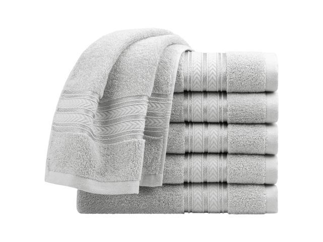 Set of 6 Luxury Hand Towels 13 x 29 Inch 100% Ringspun Cotton Soft Absorbent Drying Towels Hotel Spa Quality Face Towel Gray