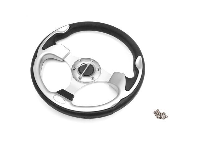 Universal 320mm Outer Dia 6 Holes Anti Slip Steering Wheel Silver Tone for Car