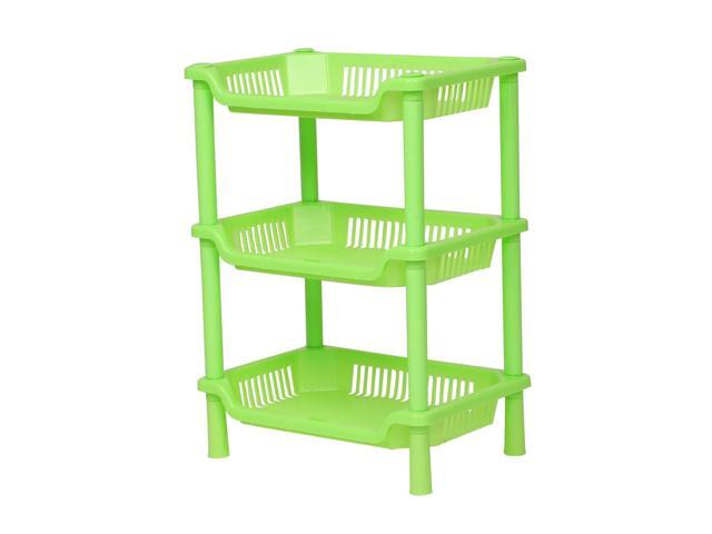 Plastic Small 3 Layers Storage Shower Shelf Basket Square Desk Stand Rack Bathroom Shelves for Home Household Kitchen Green