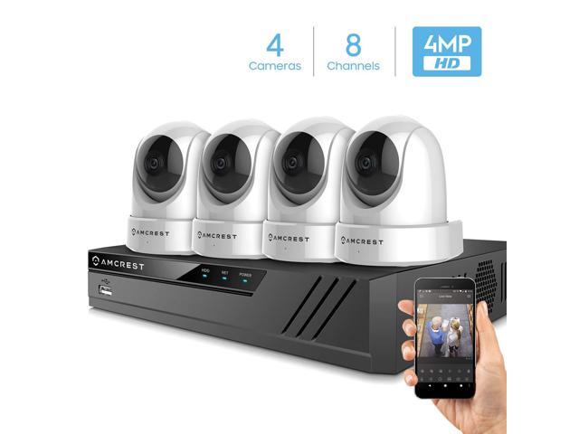 Amcrest 4MP Security Camera System w/ 4K 8CH NVR (4) x 4-Megapixel Dome WiFi IP Cameras Pan/Tilt Surveillance Dualband 5ghz / 24ghz Two-Way