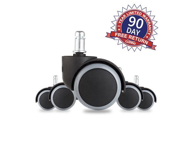 CLATINA Heavy Duty 2 Inch Office Chair Caster Wheels Replacement Floor Protecting Smooth Rolling Computer Gaming Universal Standard Size Set of 5