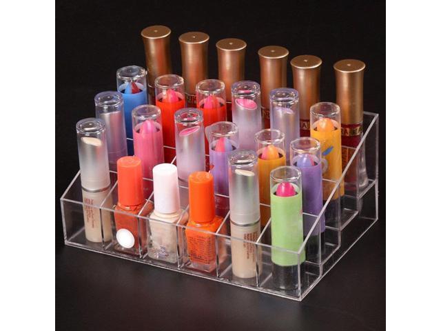 24 Grid Acrylic Makeup Organizer Storage Box Cosmetic Lipstick Jewelry Case Display Stand Make Up Tools Brush Holder