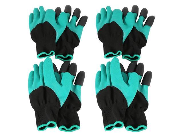 4 Pairs Garden Glove Digging Planting Safe Gardening Gloves Tool Right Hand W/ 4 Plastic Claws