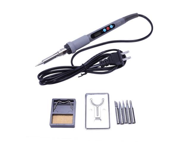 Us Plug Lcd Adjustable Temperature Digital Electric Soldering Station +5Pcs Solder Tip Replace Soldering Station