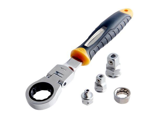 Ratchet Wrench 1/4 inch 3/8 inch 1/2 inch Adjustable Sleeve Adapter Cr-V Wrench Spanner Auto Repair Tools Set 5Pcs