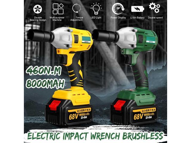 68V 460Nm Electric Brushless Cordless Impact Wrench 8000mAh 2 Batteries 1 Charger High Torque Electric Wrench Tools 110V-220V
