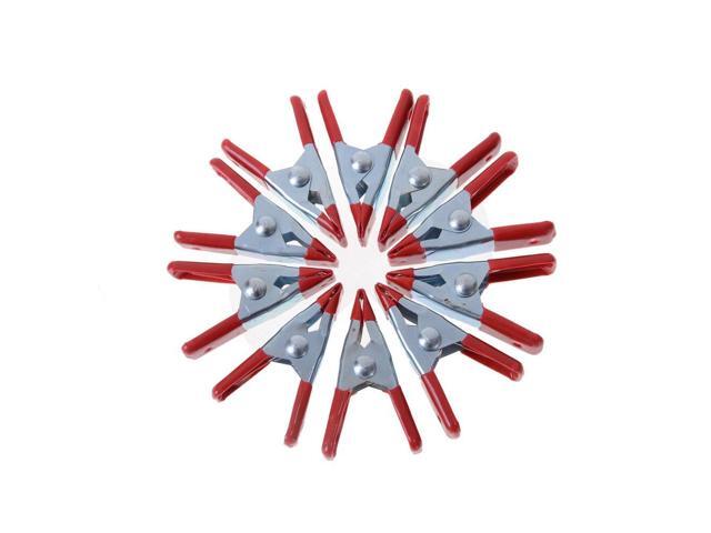 10pcs Hot 2' Mini Metal Heavy Duty Spring Clamps Crocodile Clip Red Plastic Tips Tool Clips Grip Holder