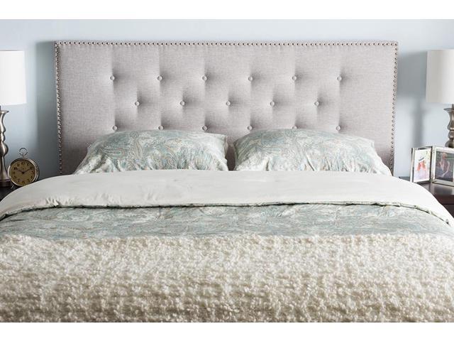 Baxton Studio Windsor Modern and Contemporary Greyish Beige Fabric Upholstered Queen Size Headboard