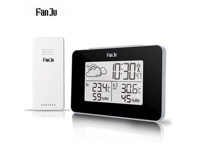 FanJu FJ3364 Digital Alarm Clock Weather Station Wireless Sensor Hygrometer Thermometer Multi-function LED Desktop Table Clock