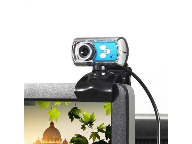 USB Webcam HD Web Camera 12M Chip and Lens Clarity 3 LED USB Webcam Camera with Mic & Night Vision for PC Laptop Blue