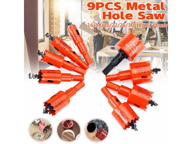 9PCS 16-38mm Mental Hole Saw Drill Bit Cutter Metal Twist Drill Bits Kit Opener Carpentry Tools Holesaw for Wood Steel