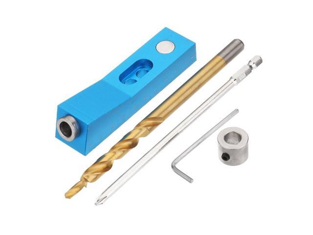 One-hole Pocket Hole Jig with Magnet and Step Drill Bit Screwdriver Bit 95mm Oblique Hole Drill Guide Woodworking Tool