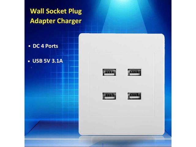 DC 4 Ports USB 5V 31A Electric Wall Charger Dock Station Socket Power Outlet Panel Plate Switch Power Supply Adapter Plug