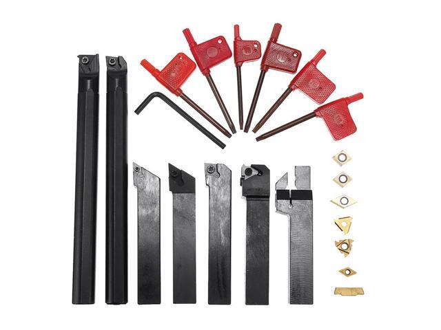 7pcs 16mm Shank Lathe Turning Tool Holder Boring Bar CNC Tools Set With Carbide Inserts And Wrenches Durable