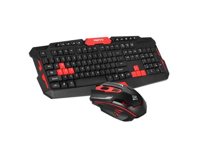 24GHz Wireless Keyboard Gaming Keyboard Mouse Combo 19 Keys Anti-ghosting Adjustable DPI Mouse USB Receiver Adapter Mouse Mat