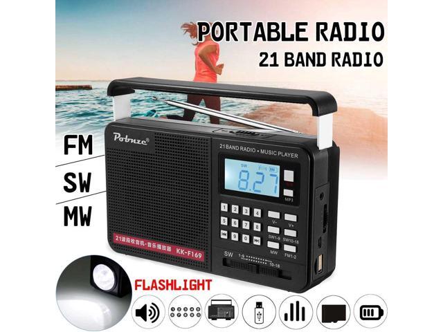 Handheld FM/MW/SW Full Bands International LED Radio with Flashlight MP3 Player Micro TF USB Outdoor Speaker
