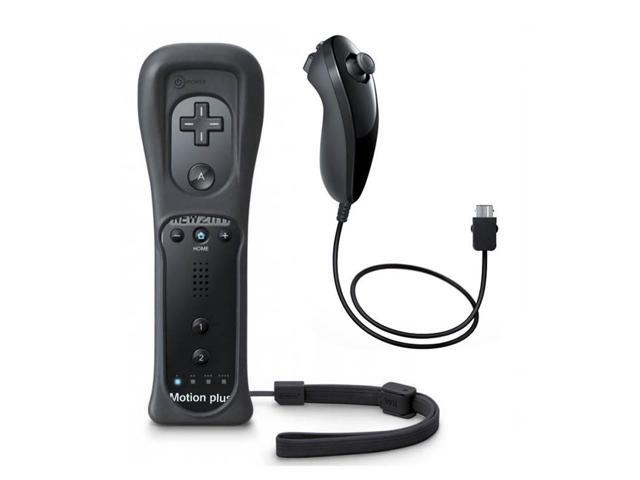 Black 2 in 1 Wireless Remote Controller For Nintendo Wii Built in Motion Plus Nunchuk With Shockproof Silicone Case Controller