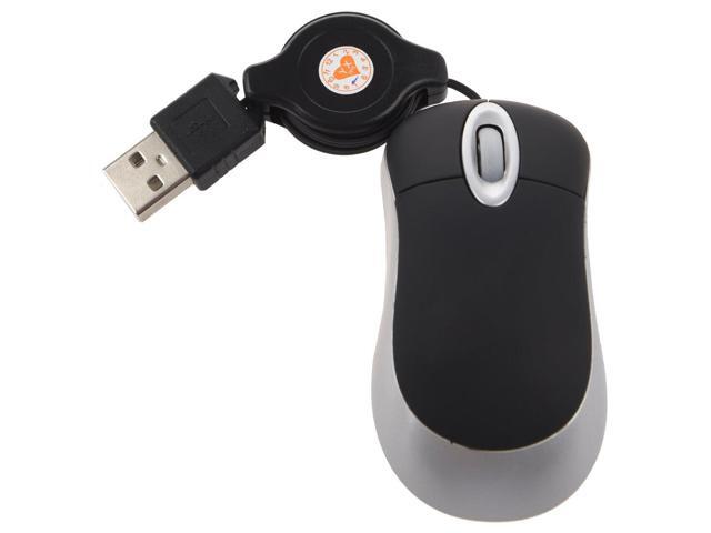 Black Mini Retractable USB Optical Scroll Wheel Mouse For PC