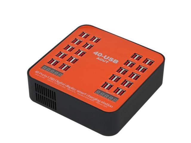 WLX-840 USB Charger 200W 40-Port USB Wall Charger Dual Digital Display Smart Charging Station with Foldable Plug for IPhone Ip