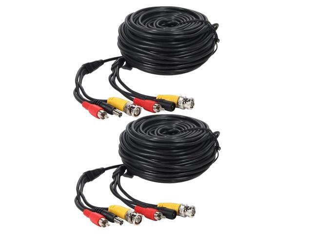 2 Pcs 50ft security camera video audio power cable wire cord for cctv dvr surveillance system