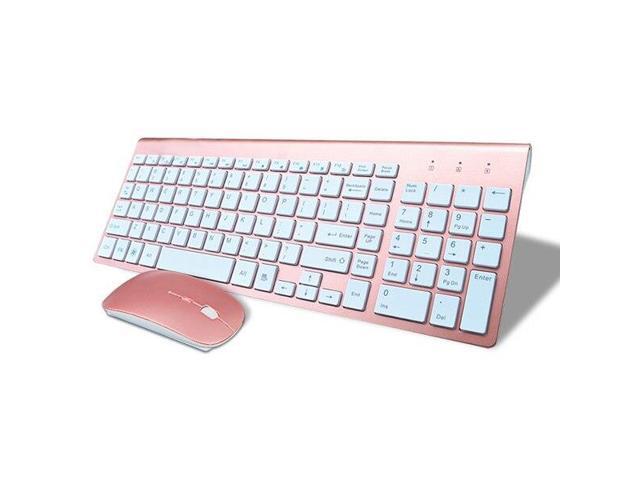 Smooth Body 24GHz Wireless Keyboard and Mouse Combo 102 Keys Low-noise Wireless Keyboard Mouse for Mac Pc WindowsXP/7/10 Tv B
